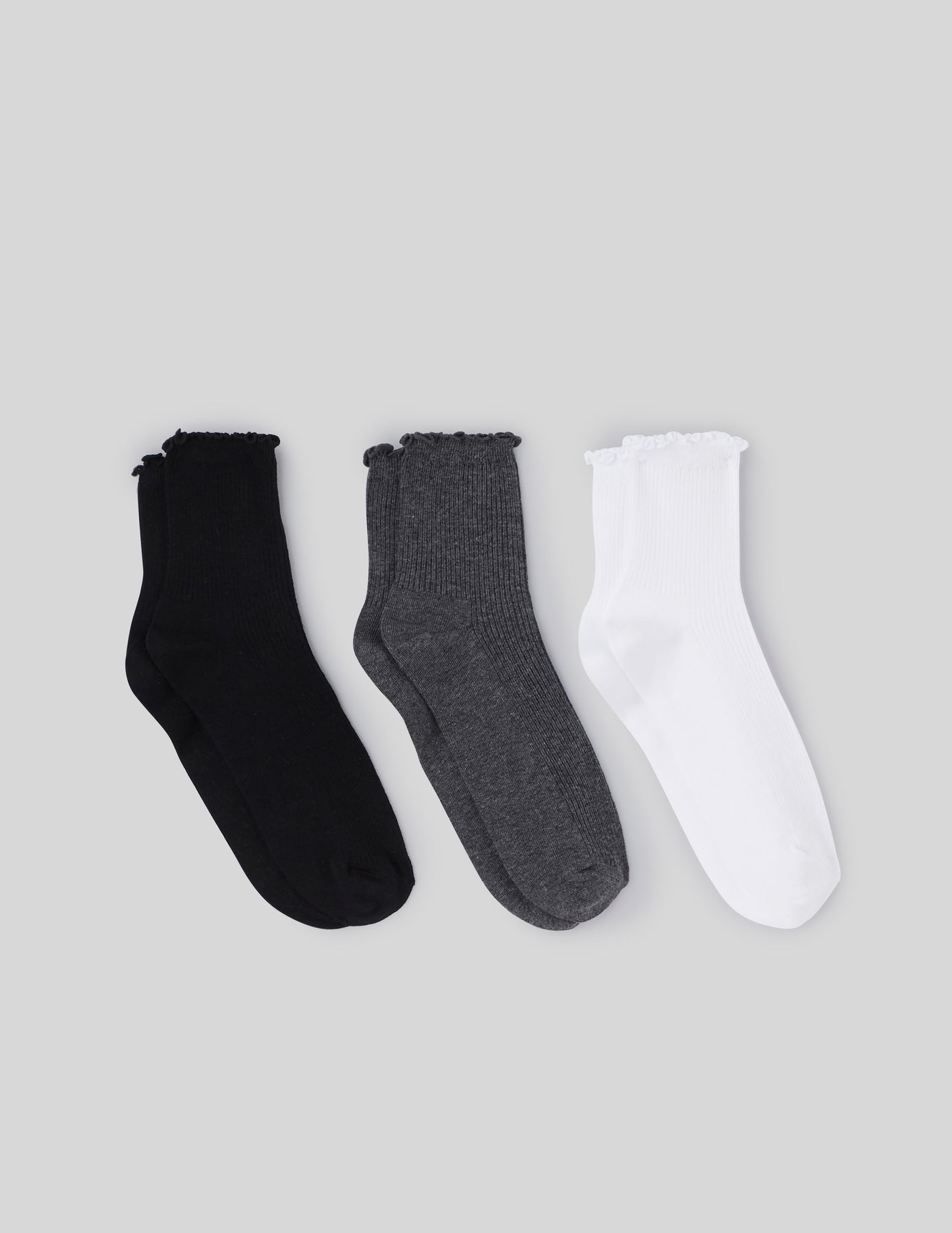 Lot de 3 paires de chaussettes festonn&eacute;es