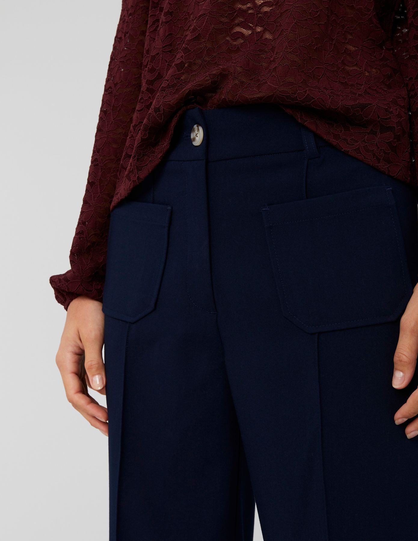 Pantalon tailleur poches plaquées