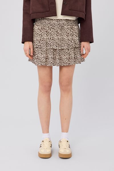 Jupe courte imprim&eacute;e &agrave; volants