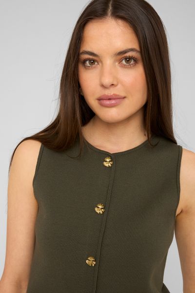 Top sans manches boutonn&eacute;