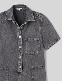 Combishort en jean &agrave; strass