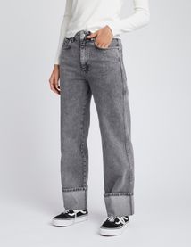 Jean wide leg à revers