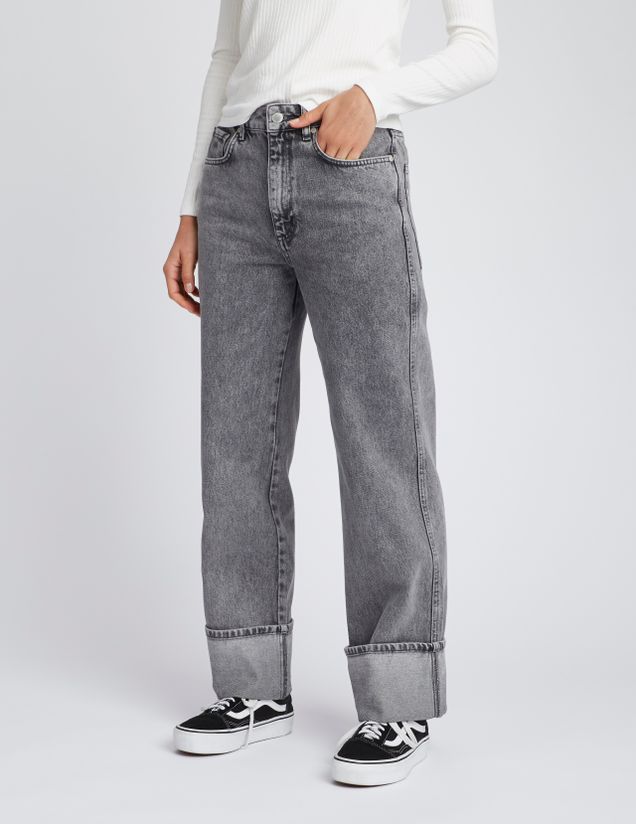 Jean wide leg à revers