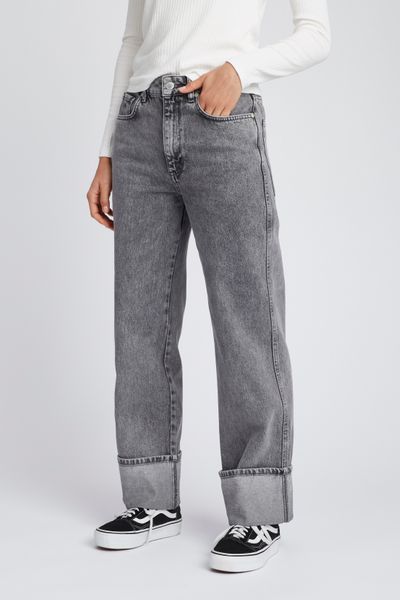 Jean wide leg à revers