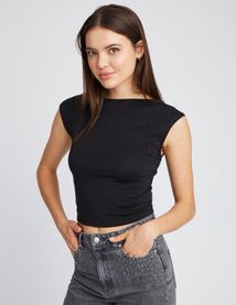 T-shirt dos nu paillet&eacute;