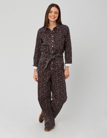 Combinaison en denim imprimé léopard