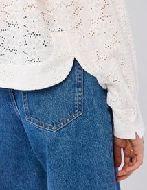 Chemise col montant broderie anglaise