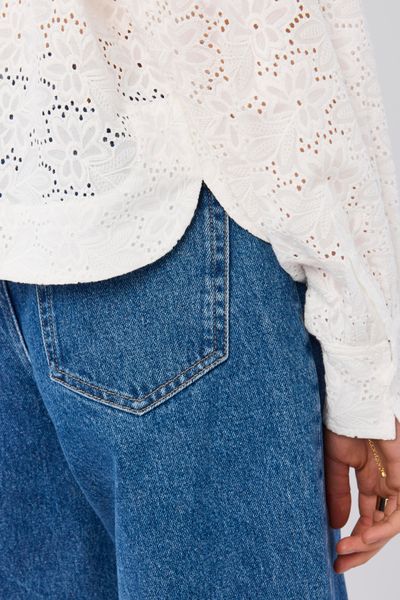 Chemise col montant broderie anglaise