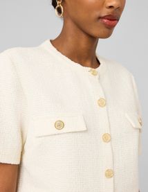 Top boutonn&eacute; en tweed