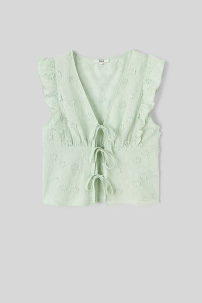 Top à nouer broderie 3D
