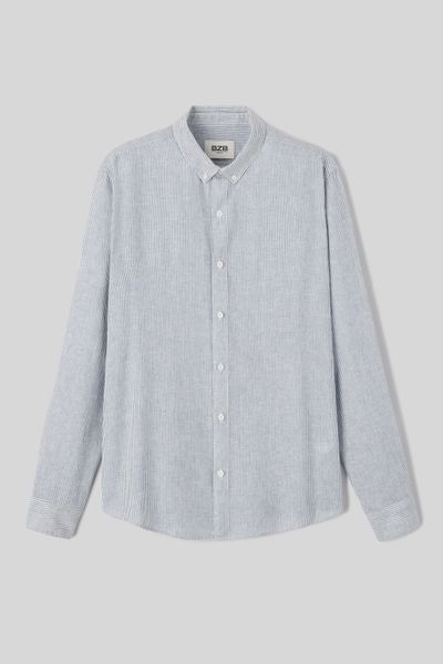 Chemise rayée droite en lin