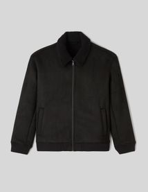 Blouson suedine zippé col sherpa