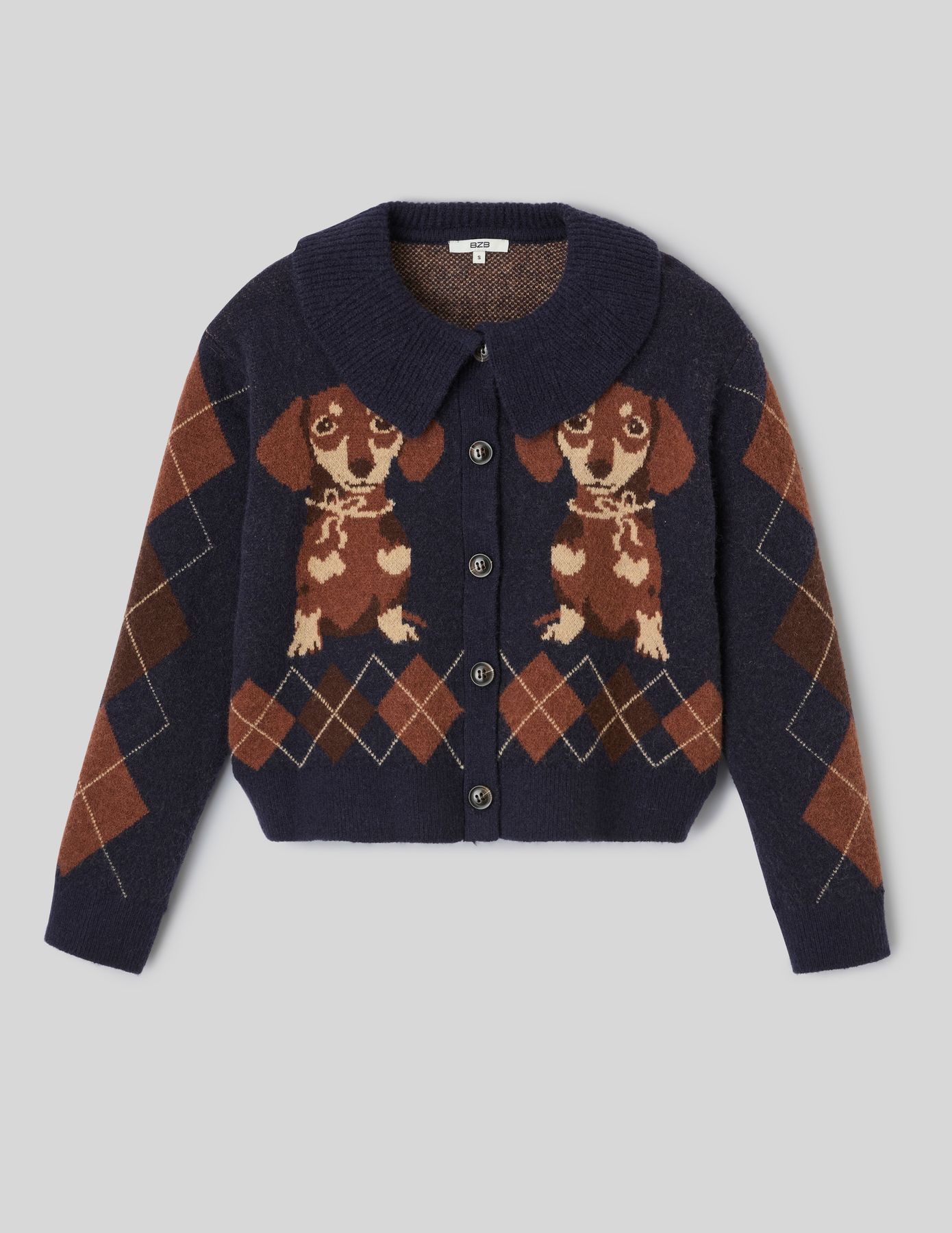 Cardigan jacquard boutonn&eacute;