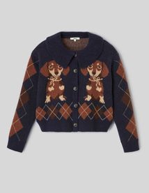 Cardigan jacquard boutonn&eacute;