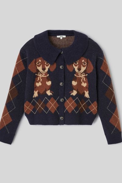 Cardigan jacquard boutonn&eacute;