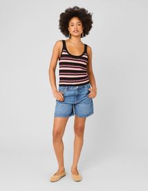 D&eacute;bardeur ray&eacute; en crochet multicolore