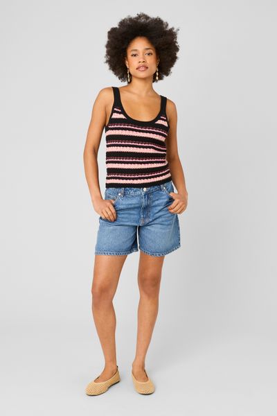 D&eacute;bardeur ray&eacute; en crochet multicolore