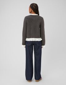 Gilet boutonn&eacute; &agrave; volants