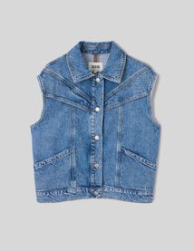 Veste denim sans manche