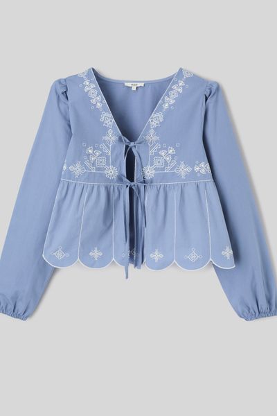 Blouse manches longues brod&eacute;e