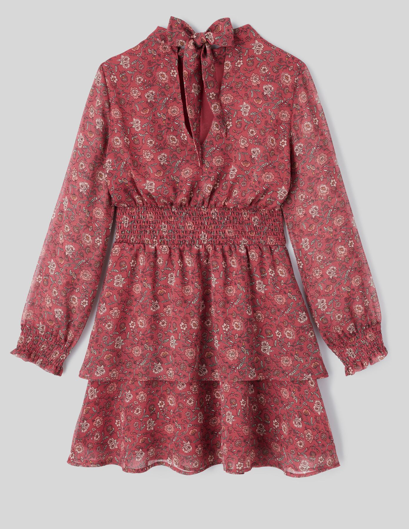 Robe courte imprimée col montant