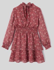 Robe courte imprimée col montant
