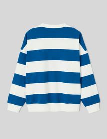 Sweat col rond brod&eacute; &agrave; rayures