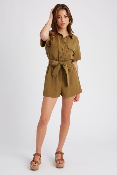 Combishort gaze de coton marron à volants Taille S Couleur marron