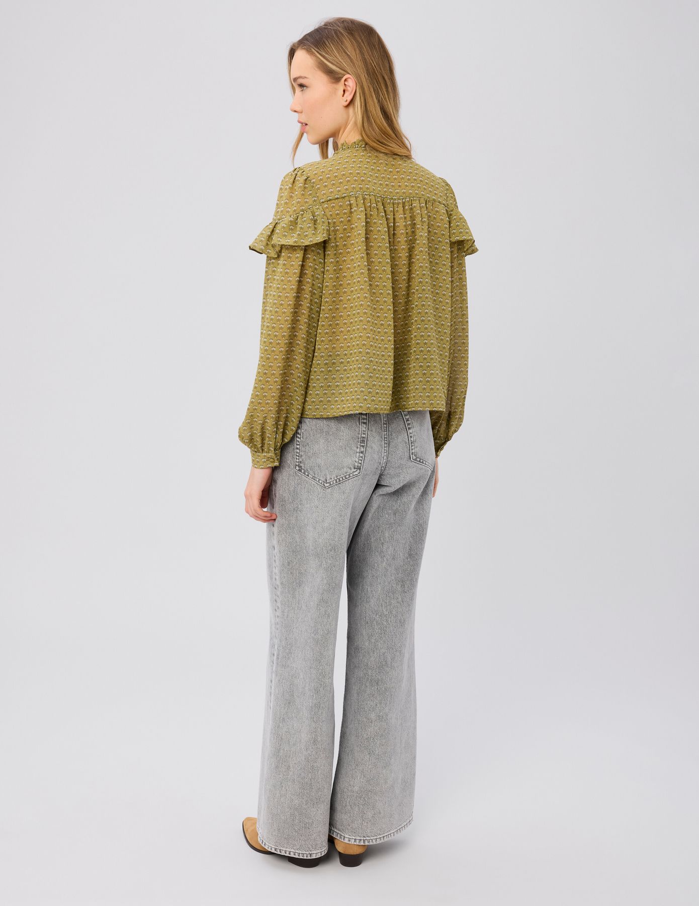 Blouse en voile imprim&eacute;e