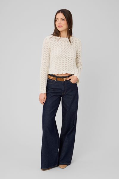 Pull en crochet avec fils en lurex dor&eacute;