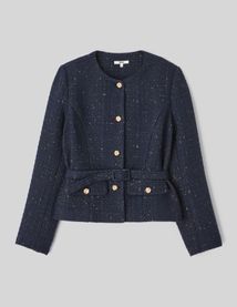 Veste en tweed à ceinture
