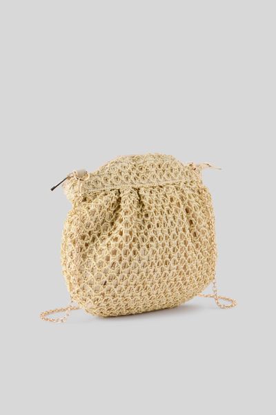 Sac en paille crochet doré
