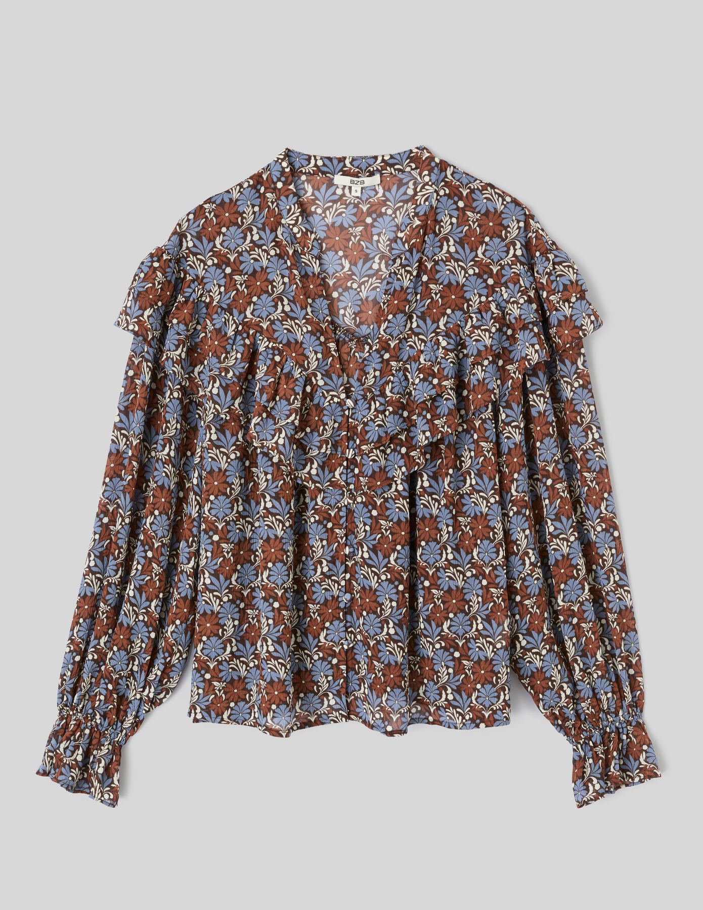 Blouse imprim&eacute;e volant&eacute;e