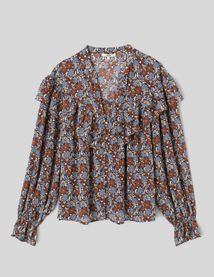 Blouse imprim&eacute;e volant&eacute;e