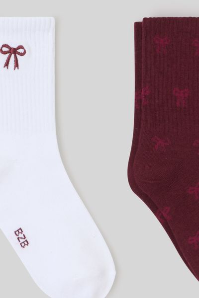 Lot de 2 paires de chaussettes broderie