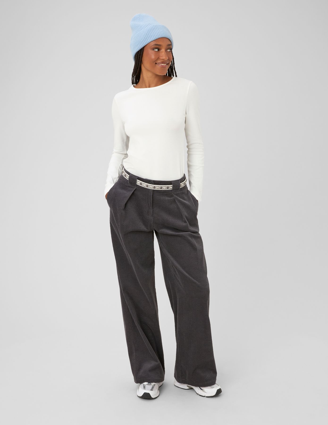 Pantalon large en velours