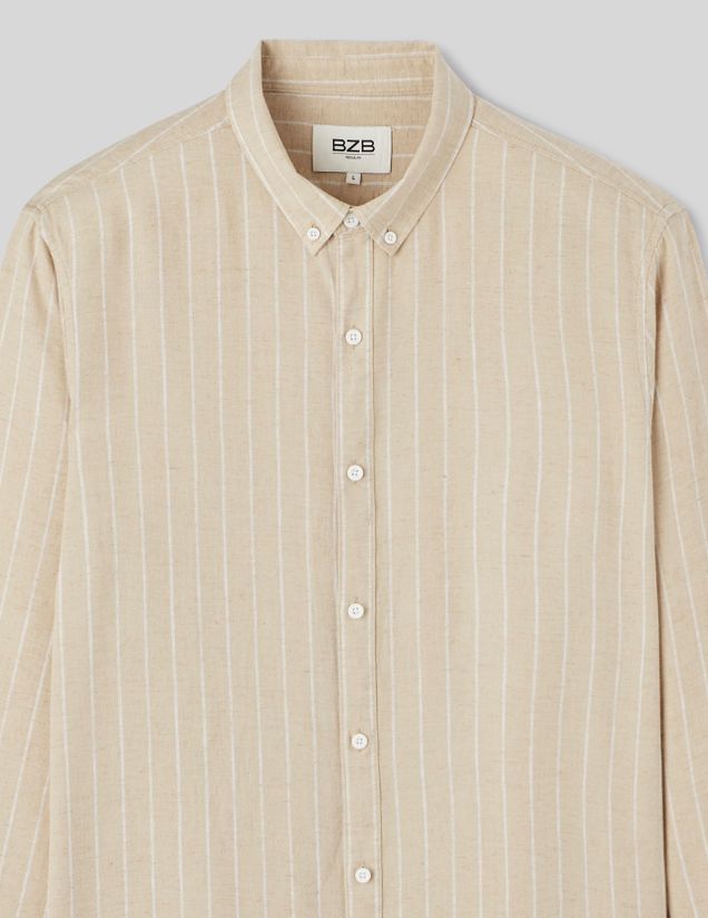 Chemise rayée droite en lin