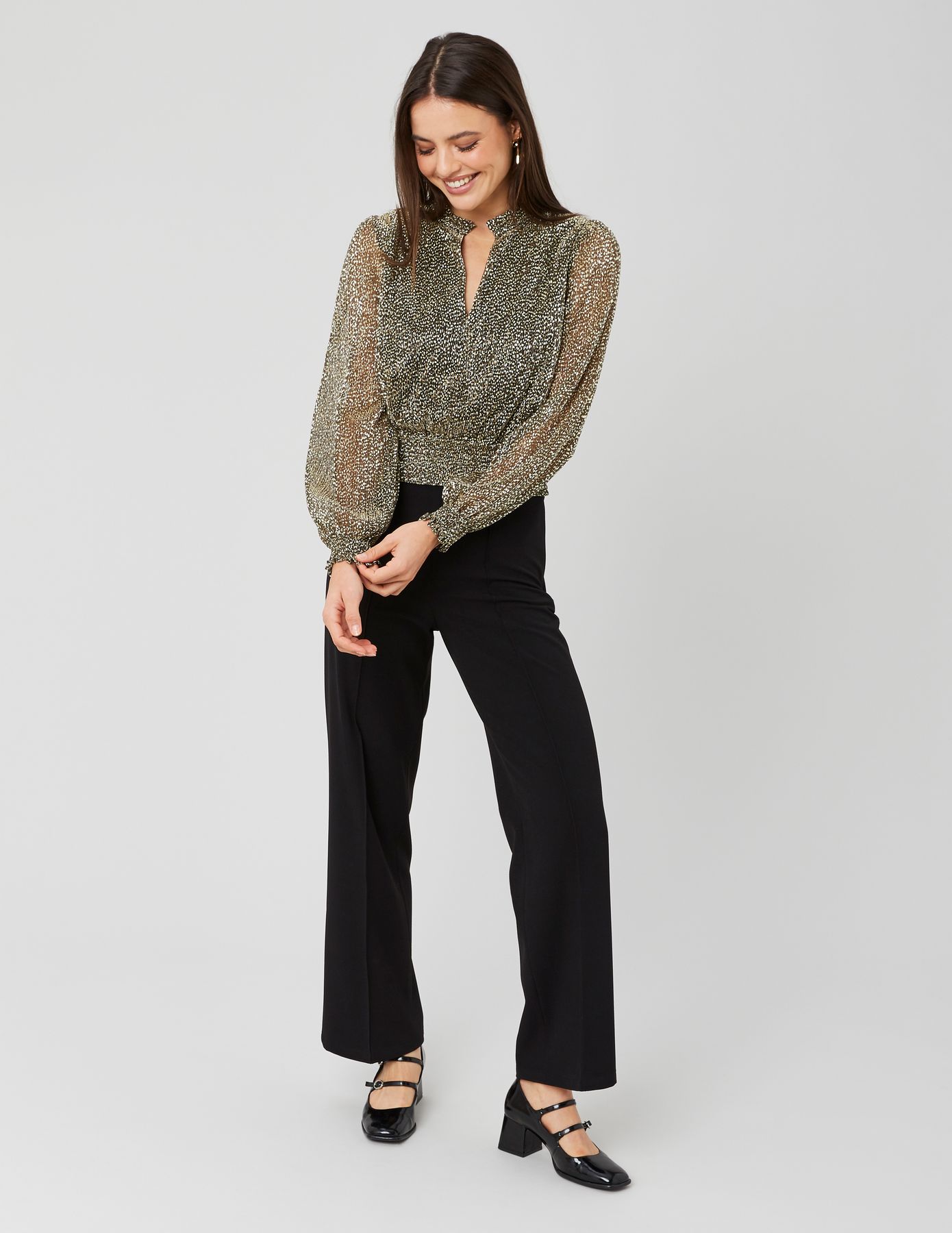 Blouse pliss&eacute;e paillet&eacute;e