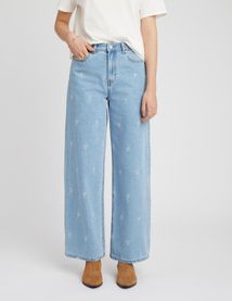 Jean wide leg brodé