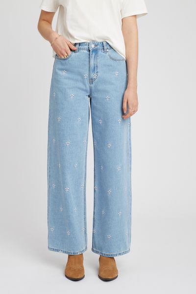 Jean wide leg brodé