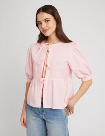Chemise rayée à nœuds