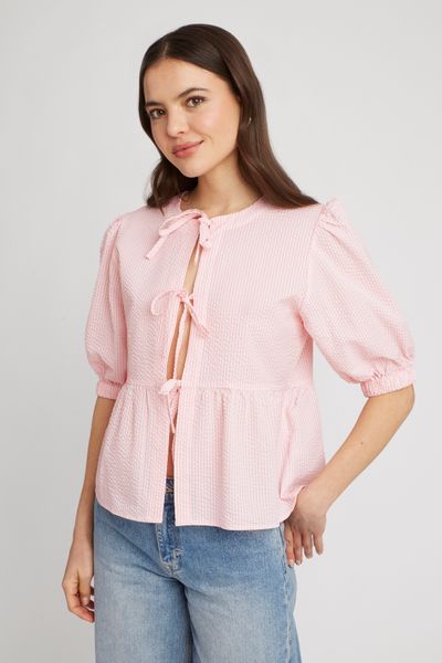 Chemise rayée à nœuds