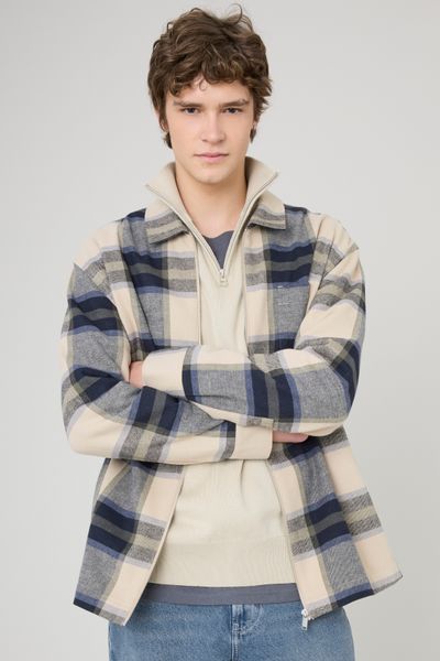 Surchemise à carreaux zippée