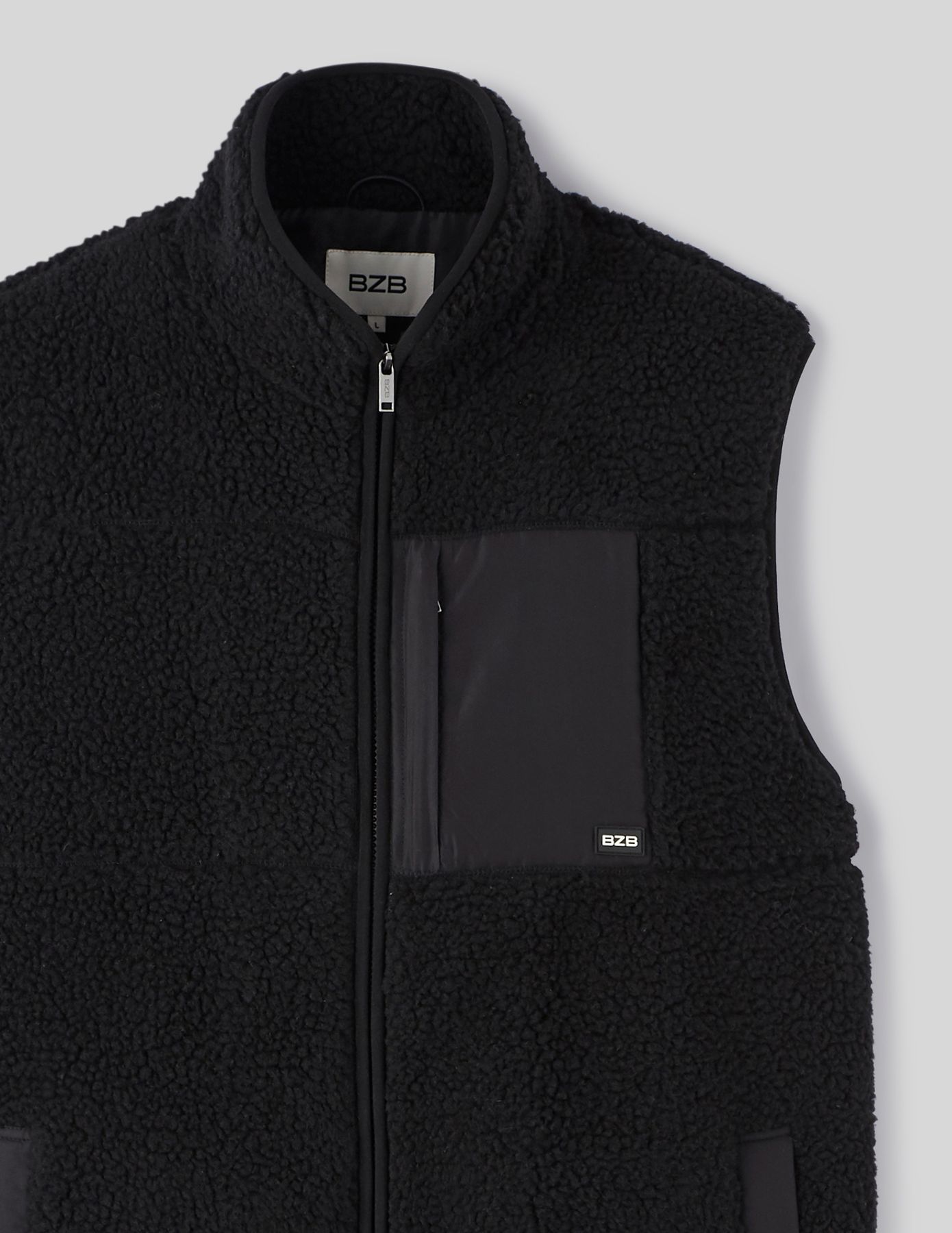 Veste zippée sans manches sherpa
