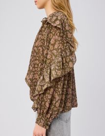 Blouse imprim&eacute;e &agrave; volants