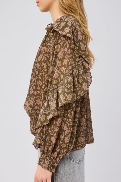 Blouse imprim&eacute;e &agrave; volants