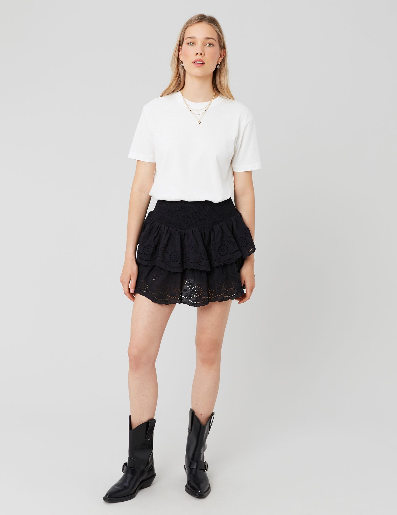 Jupe courte broderie anglaise