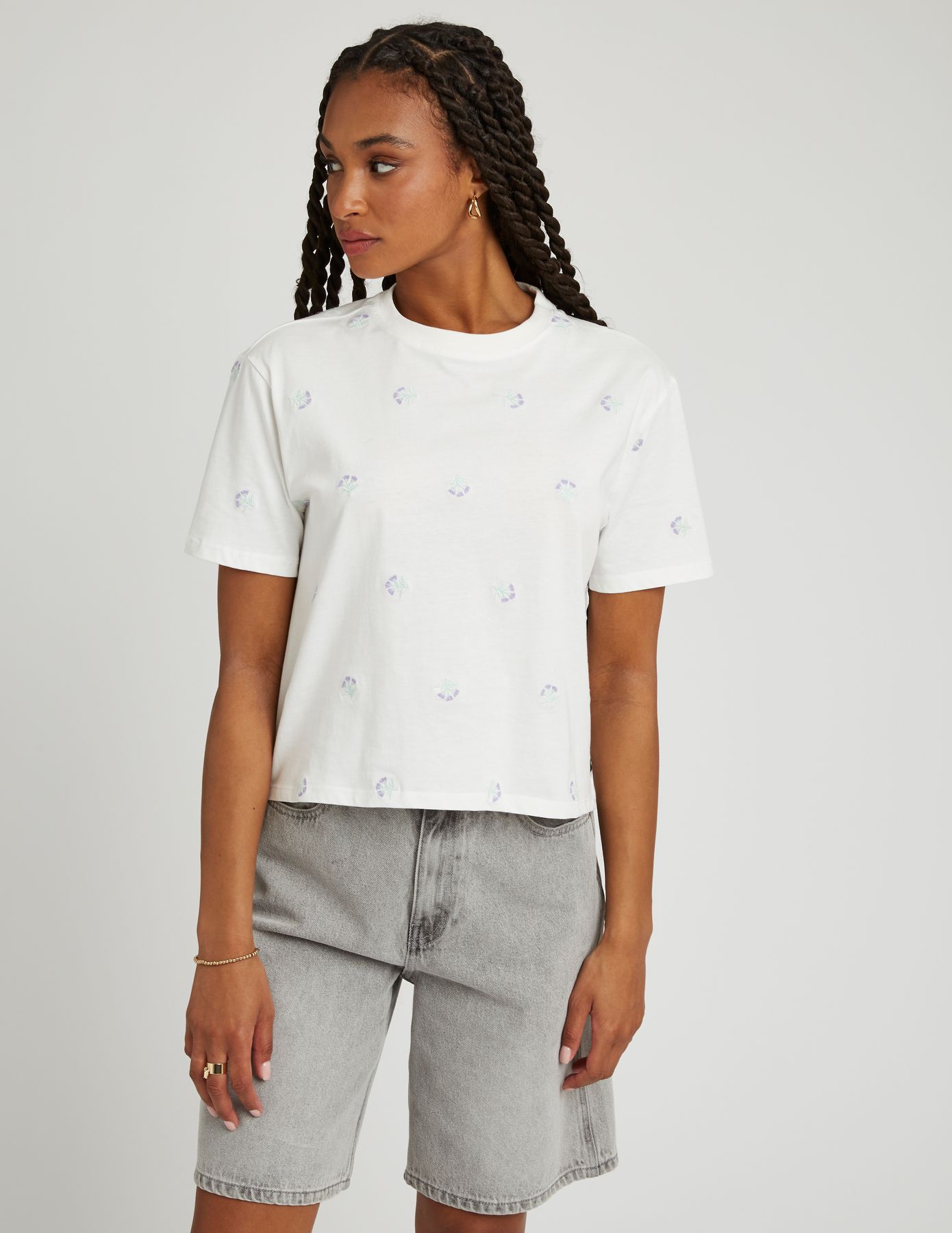 T-shirt brodé fleurs