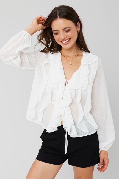 Blouse plumetis à volants