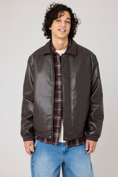 Blouson zippé en tissu enduit
